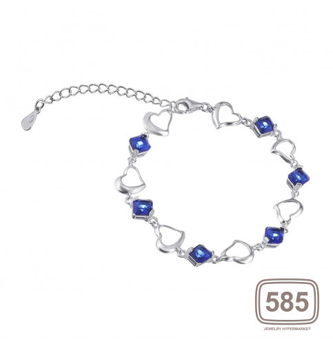 Срібний браслет з синіми фіанітами