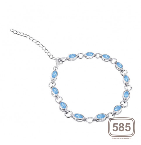Срібний браслет з блакитними фіанітами