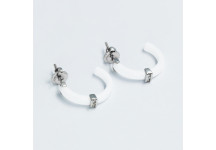 Срібні сережки вкриті родієм з фіанітами/кераміка
