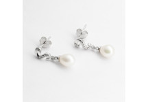 Срібні сережки вкриті родієм з перлина/фіанітами