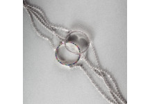 Срібний браслет двосторонній з різнокольоровими та білими фіанітами 